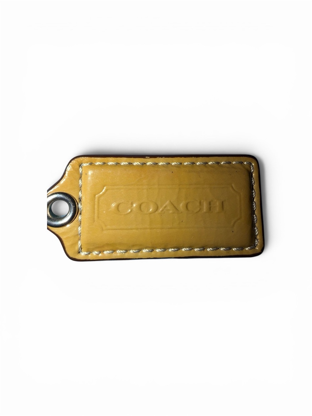 Coach Beige/khaki Leather Key Tag with Embossed Logo